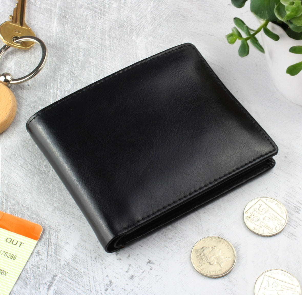 Personalised Black Leather Wallet