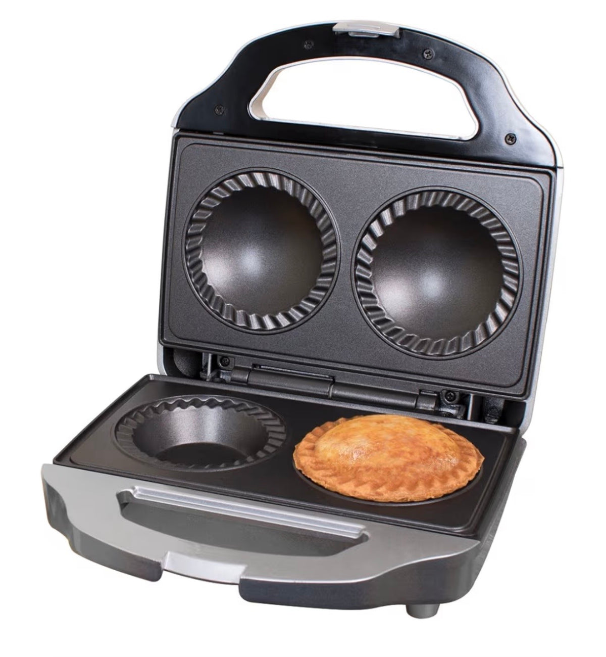 Twin Double Pie Non Stick Electric Sweet or Savoury Maker with Crimping Edge and Pastry Cutter