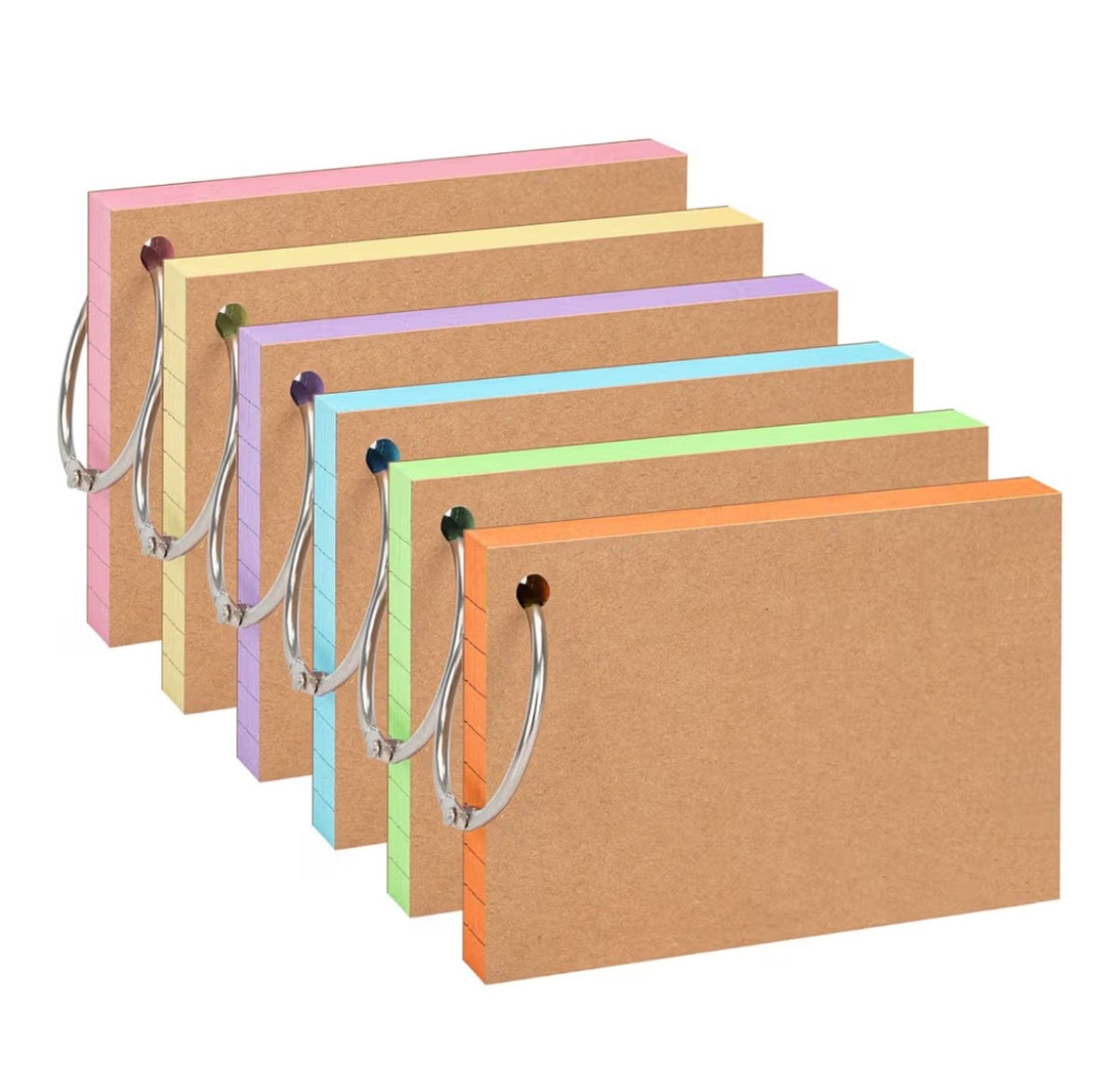 Flash Cards 300Pcs, 5x3 inch, 6 Colors, 6 Binder Rings