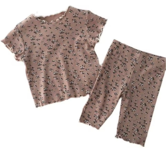 Flower Printed T-shirt 2 Piece Set Kids