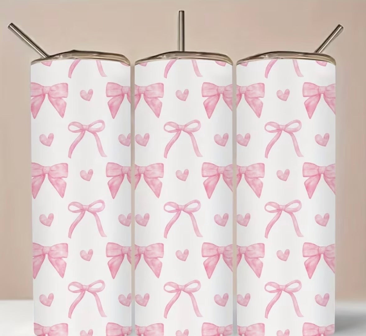 Heart Ribbon Bow Tumbler