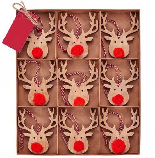 Christmas Reindeer Decorations 9 Pack