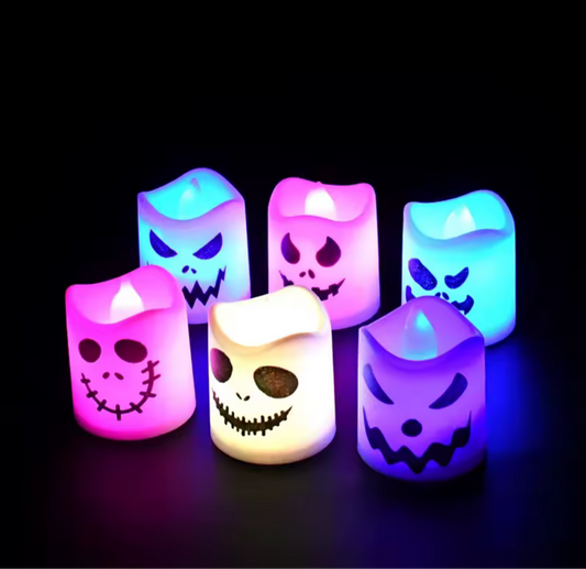 6pcs Halloween Led Ghost Pumpkin Candle Light