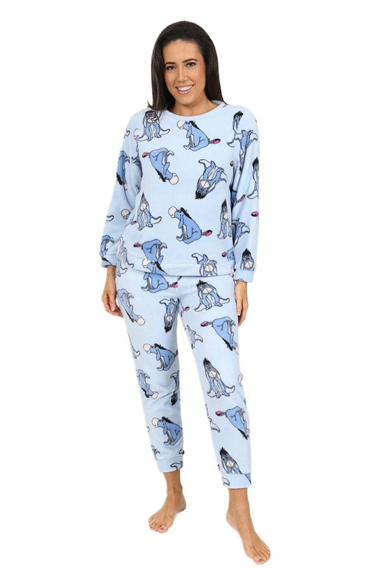 Womens Pyjamas Blue Fleece Long PJs
