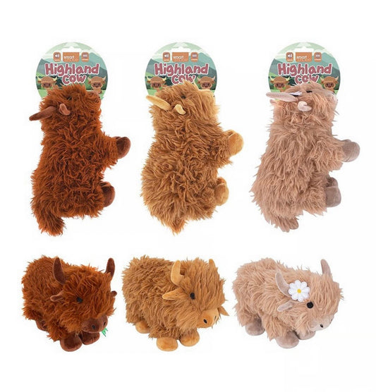 Squeaky Highland Cow Dog Toy Assorted