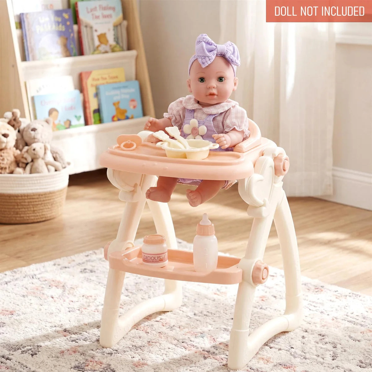 Dolls High Chair with Feeding Accessories Set