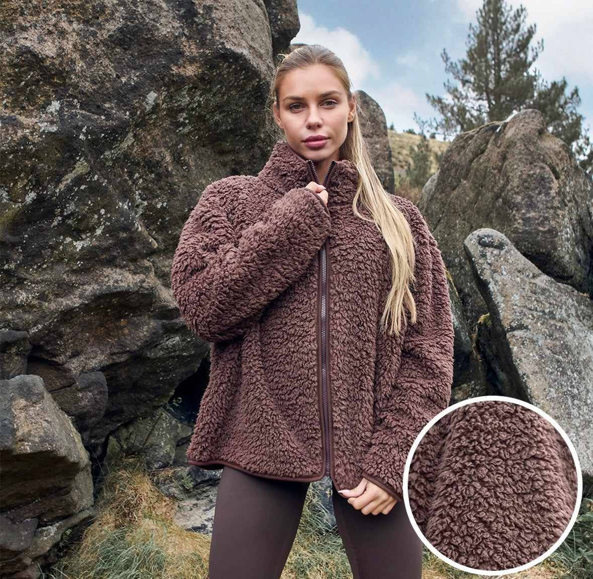 Teddy Full Zip Fleece - Chocolate