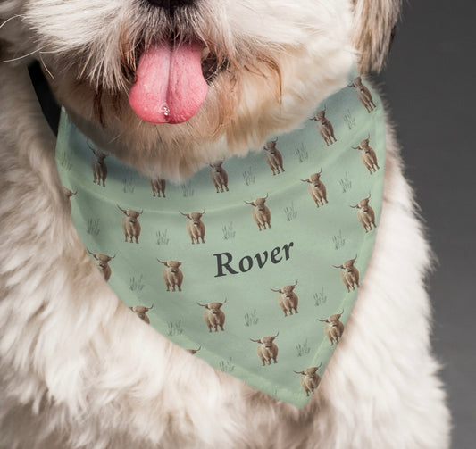 Personalised Highland Cow Dog Bandana