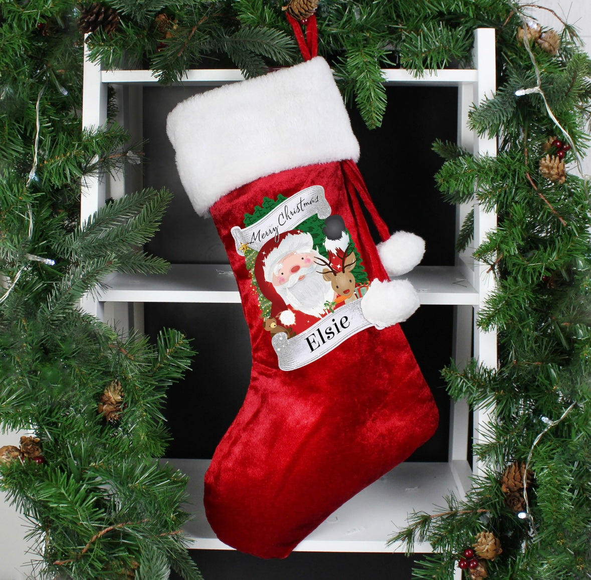 Personalised Christmas Santa Red Stocking