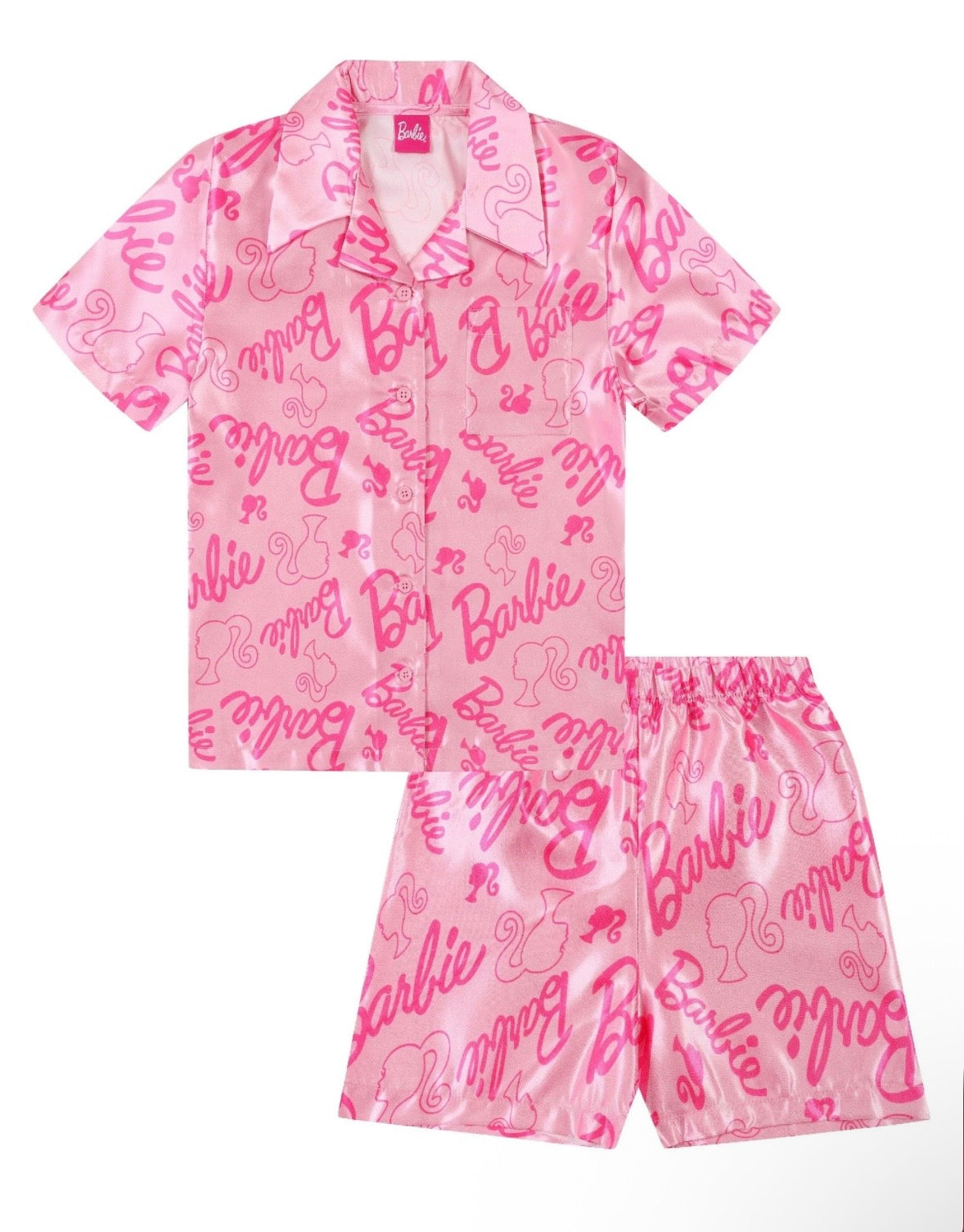 Girls Pyjamas Pink Satin Short PJs