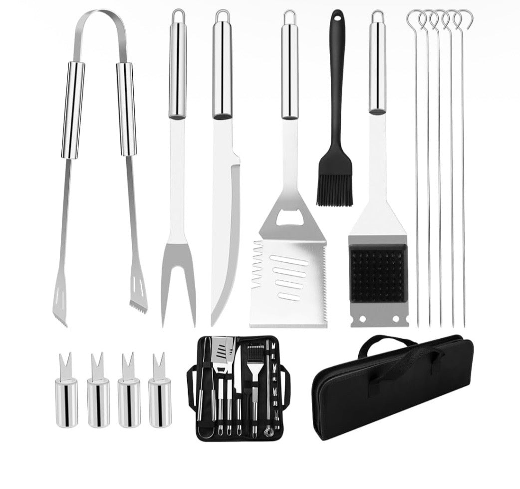 BBQ Accessories, 15pcs Stainless Steel BBQ Utensil Set with Storage Bag