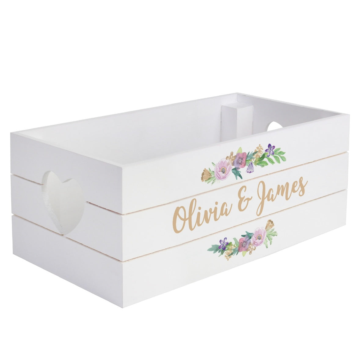 Personalised Floral Couples White Wooden Crate