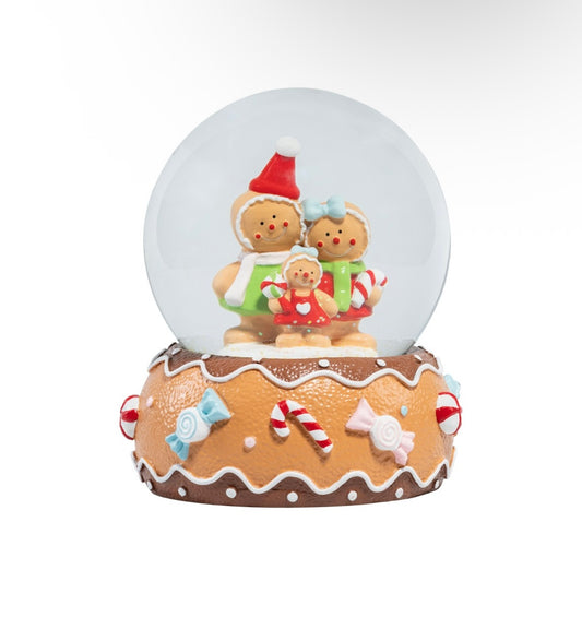 Gingerbread Family Light Up Musical Snow Globe