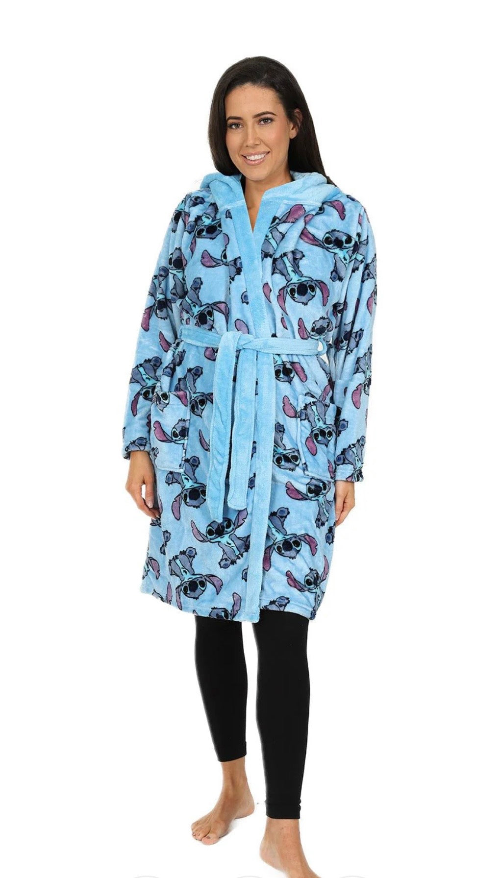 Womens Blue Fleece Dressing Gown