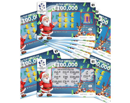 Lets Go Crimbo Pack of 12 Christmas Joke Lottery Scratch Cards