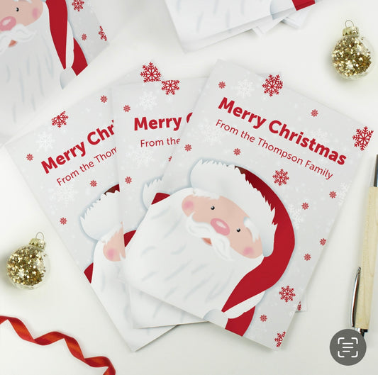 Personalised Pack of 10 Christmas Cards - Santa