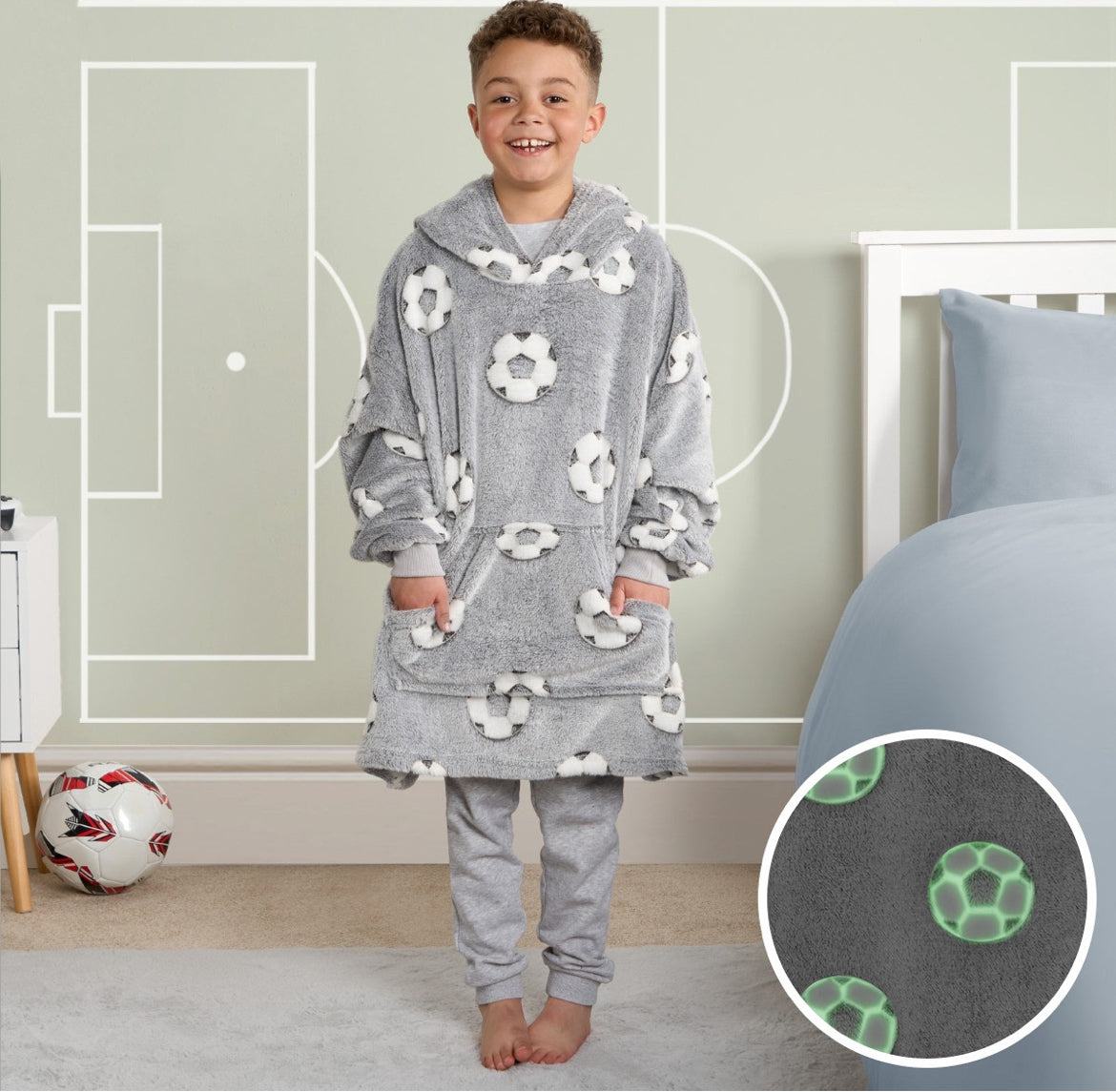 Football Glow In The Dark Hoodie Blanket
