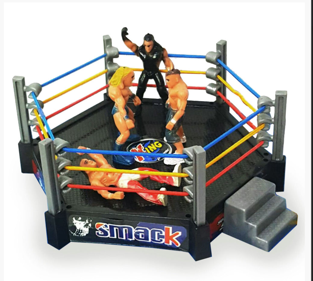 SMACK - King Power Hexagonal Ring & x6 Miniature Wrestling Figure Set