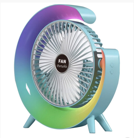 USB Desk Fan 3 Speeds with Colorful Light