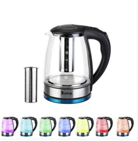 1.8L Corded Glass Kettle With 7 Color LED Lights