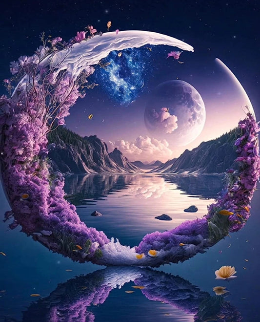 Purple moon diamond art