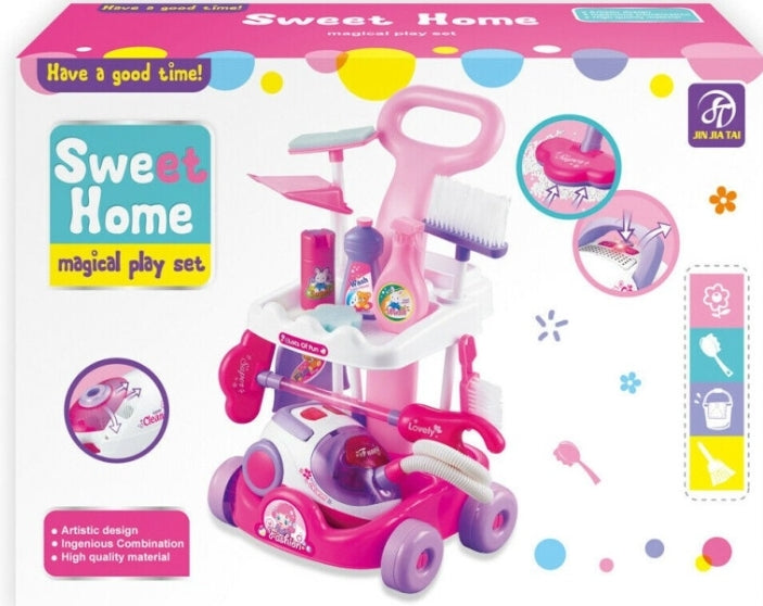 Cleaning Trolley Toy Set & Working Vacuum Cleaner