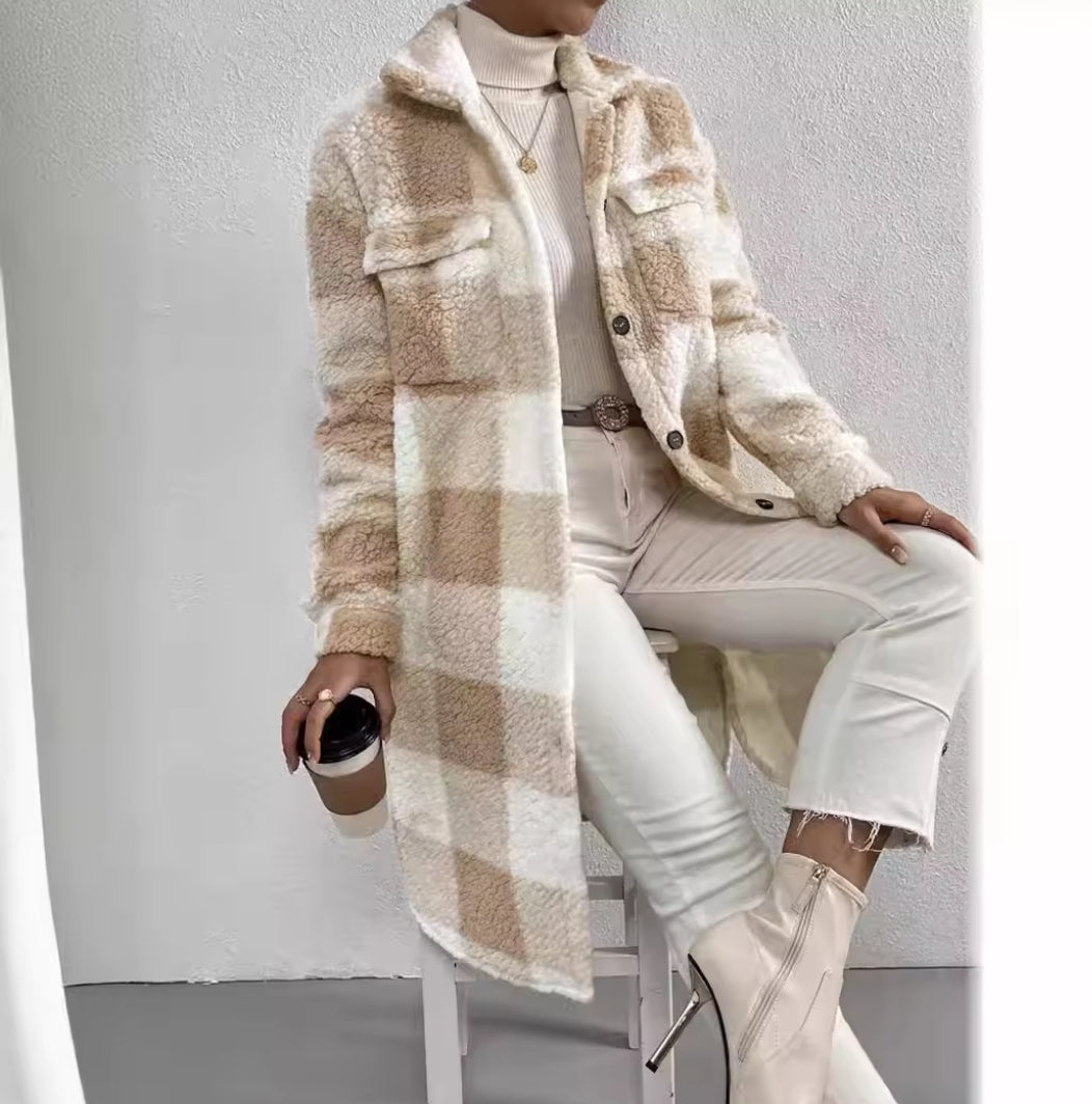 Plaid Sweatshirt Coat