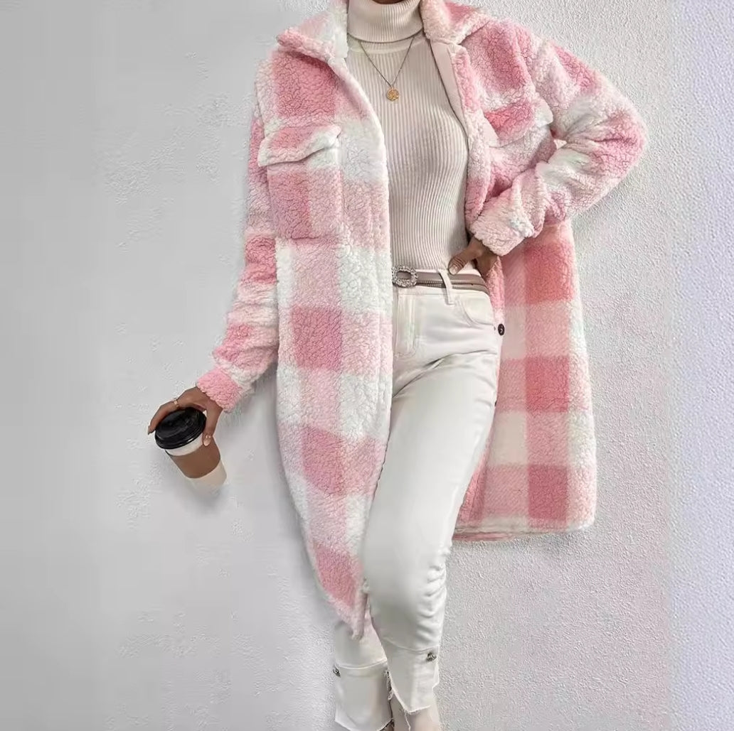 Plaid Sweatshirt Coat