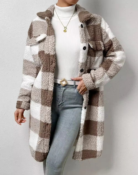 Plaid Sweatshirt Coat