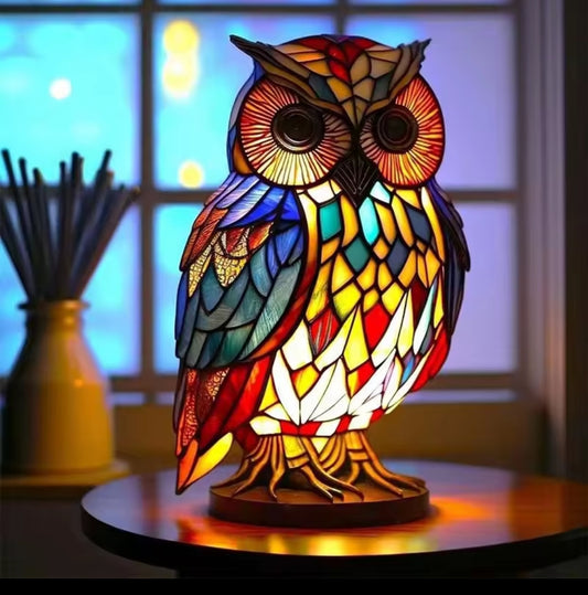 Owl Stained Glass Lamp