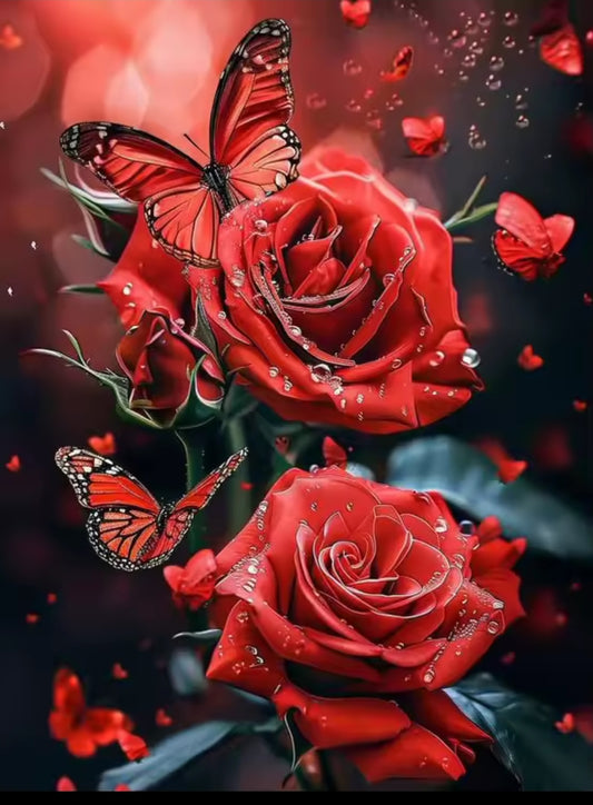 Rose Butterfly Diamond Art