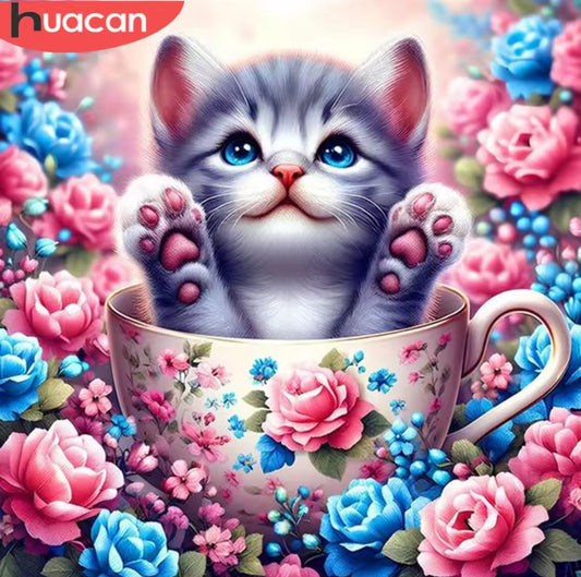 Kitten In A Teacup Diamond Art