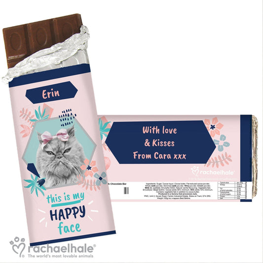 Personalised  'Happy Face' Cat Chocolate Bar