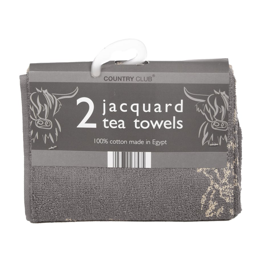 2 Highland Cow Jacquard Tea Towels