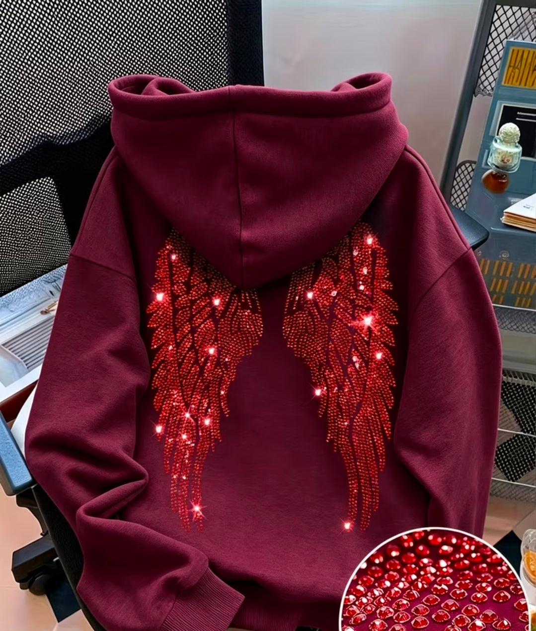 Rhinestone Winged Hoody