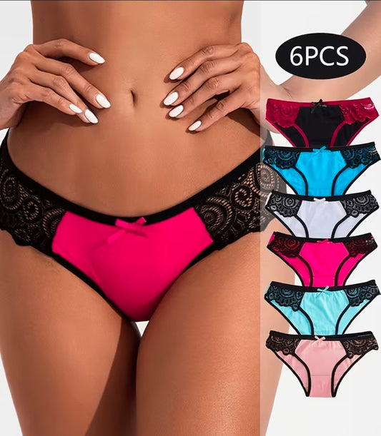 6Pk Ladies Lace Briefs