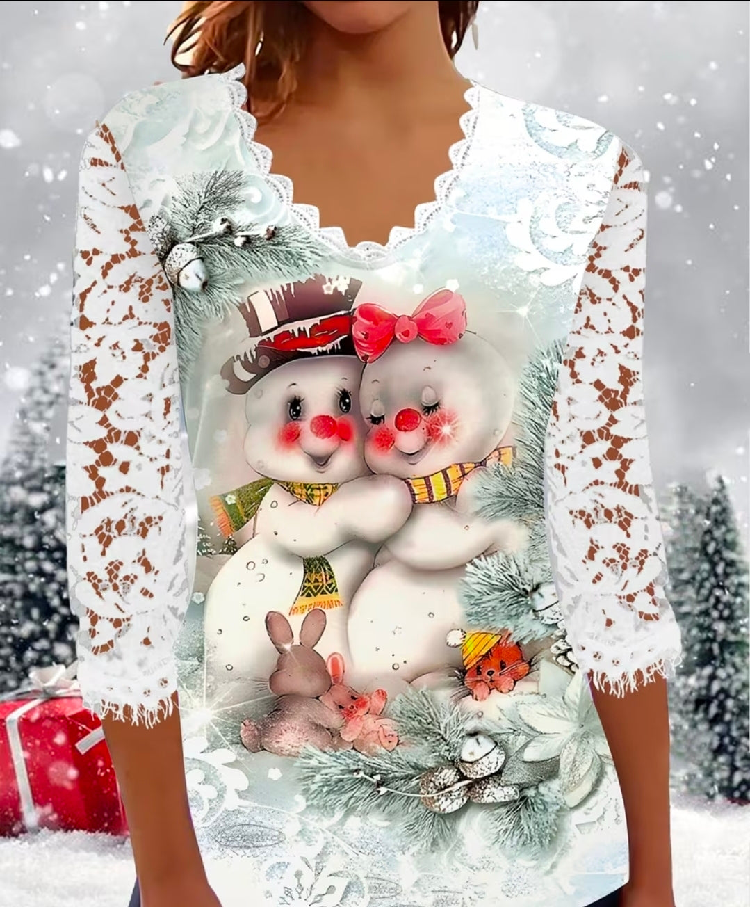 Lace Snowman Top