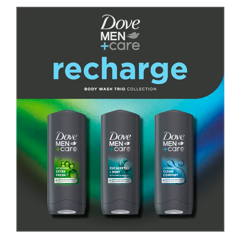 Dove Men+Care Recharge Body Wash Gift Set Trio
