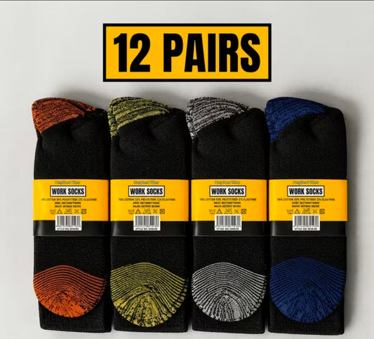 12 Pairs Work Socks (UK 6-11)