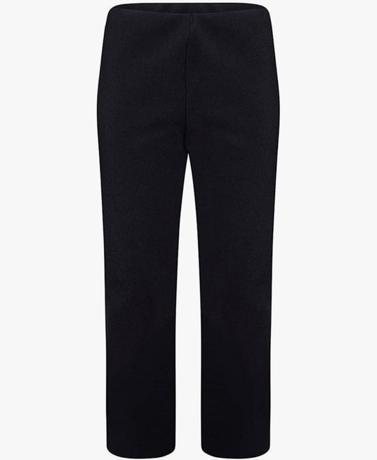 Womens Plus Size Black Pull On Ribbed Bootcut Trousers Curve Elasticated Stretch Pants