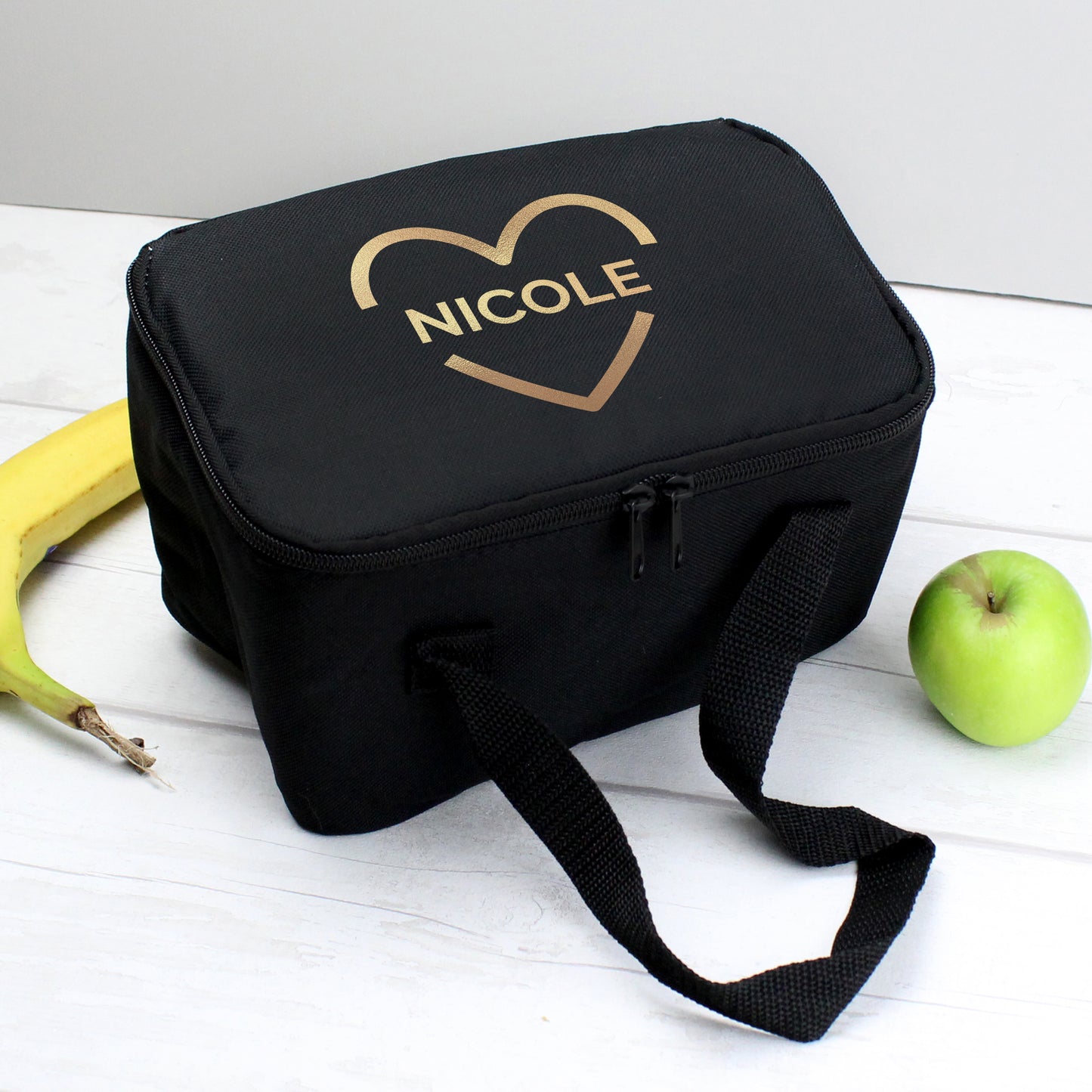 Personalised Gold Heart Lunch Bag