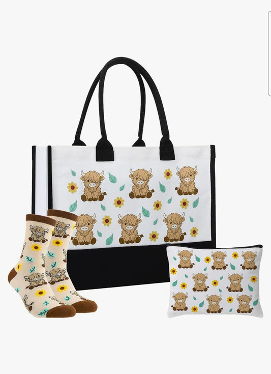 Highland Cow Bag Gift Set
