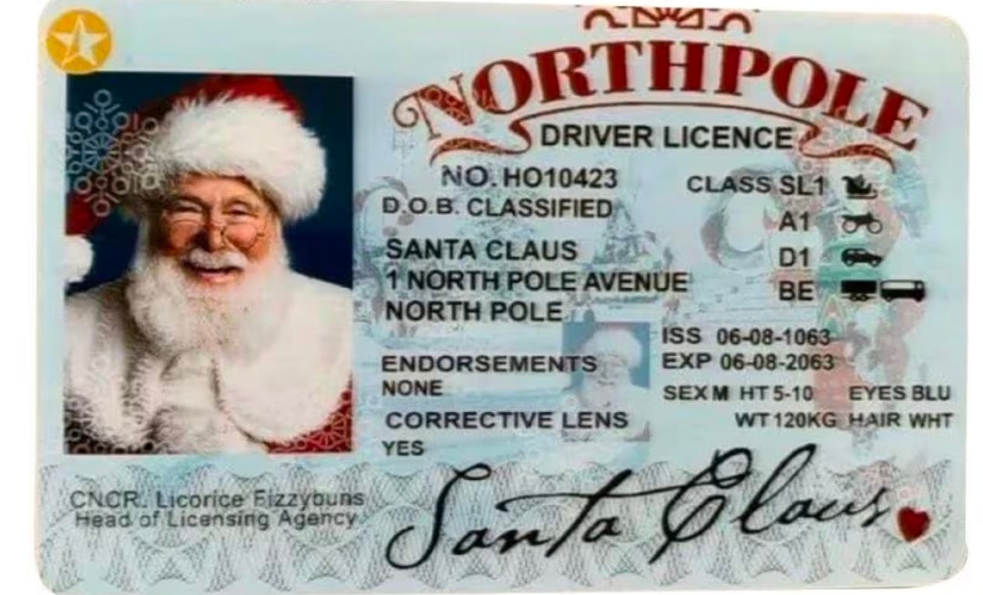 Santa Driving Licence