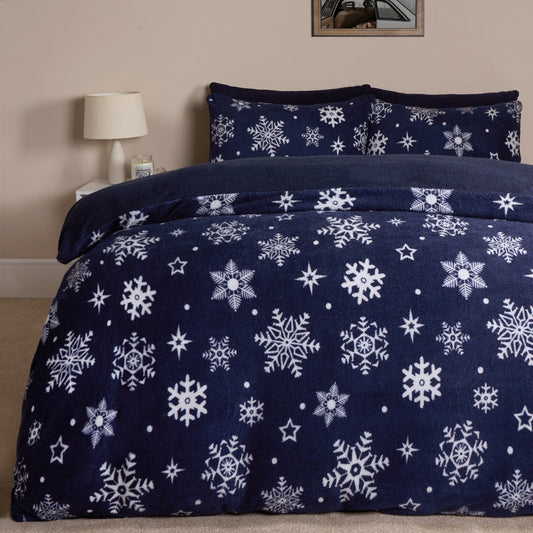 Snowflake Teddy Duvet Set - Navy