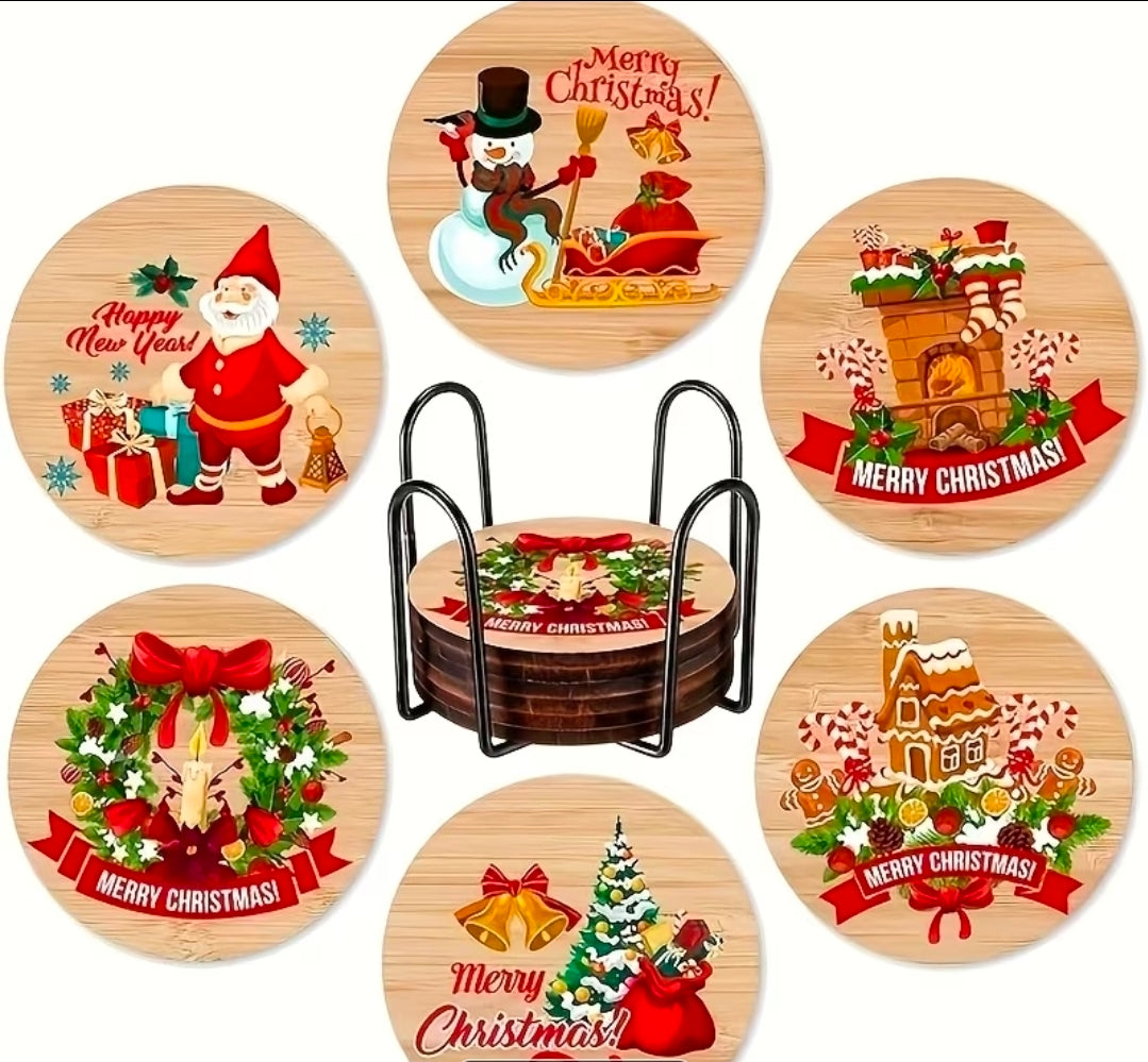 Christmas Coasters x6