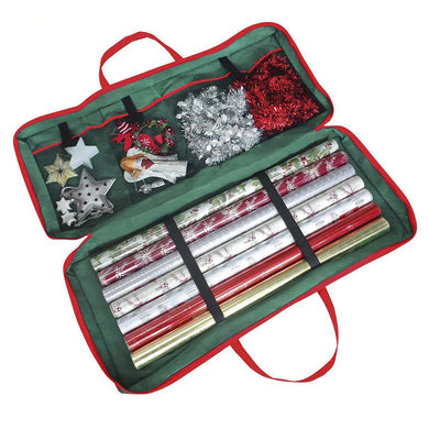 Wrapping paper and decorations storage bag