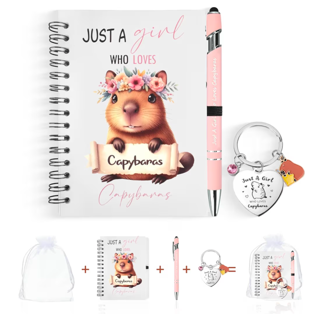 Capybara Notebook & Keyring Gift Set