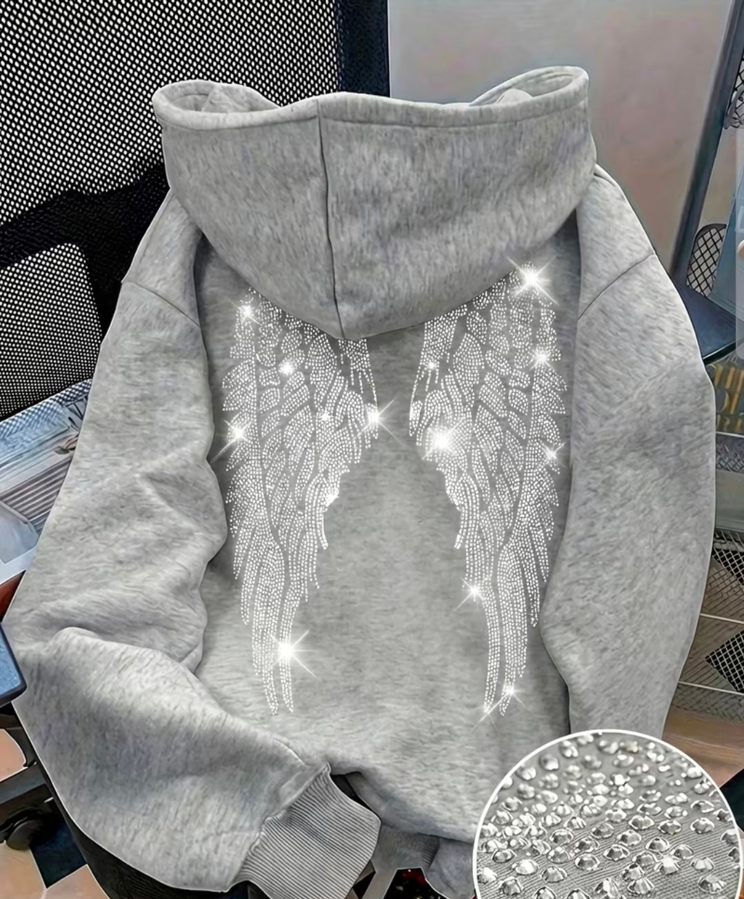 Rhinestone Winged Hoody