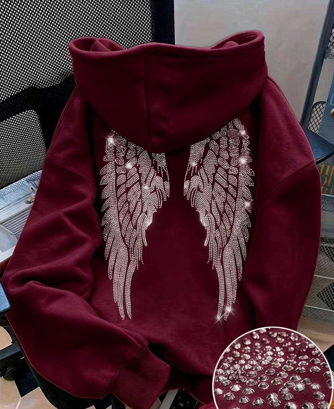 Rhinestone Winged Hoody