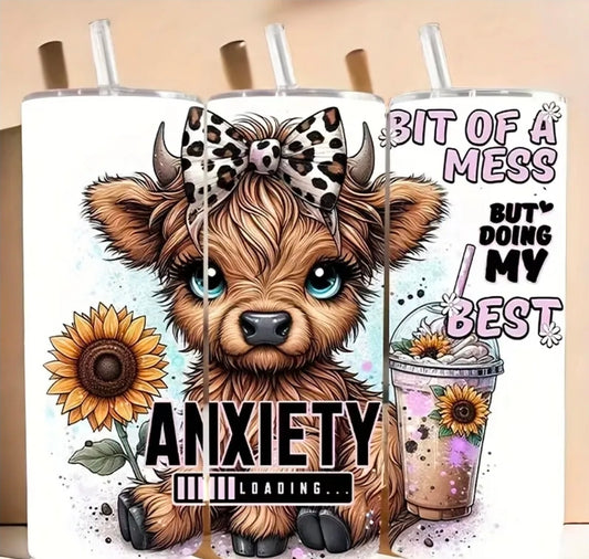 Anxiety Highland Cow Tumbler